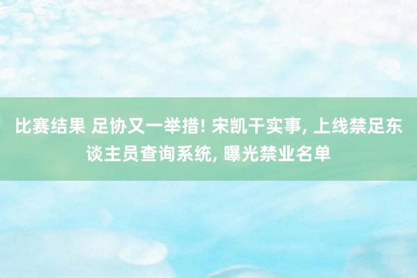 比赛结果 足协又一举措! 宋凯干实事, 上线禁足东谈主员查询系统, 曝光禁业名单