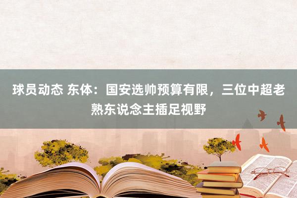 球员动态 东体：国安选帅预算有限，三位中超老熟东说念主插足视野